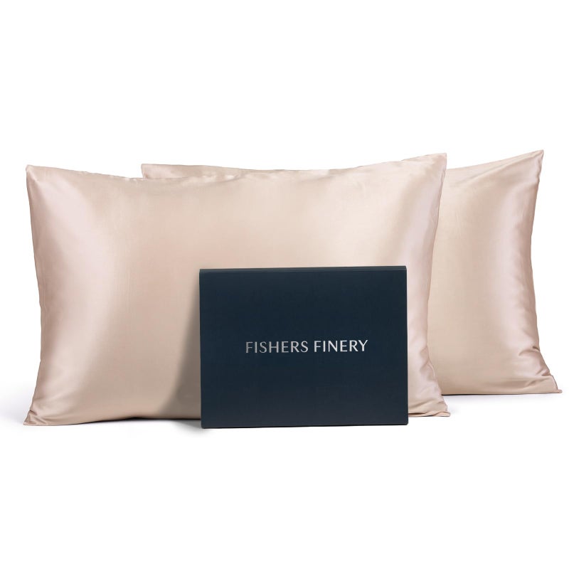 Fishers Finery 25mm 100% Pure Mulberry Silk Pillowcase Set (Taupe King 2 Pack) - Image 1